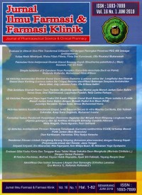 Jurnal Ilmu Farmasi & Farmasi Klinik  (Journal of Pharmaceutical Science & Clinical Pharmacy) Vol. 16 No. 1 Juni 2019