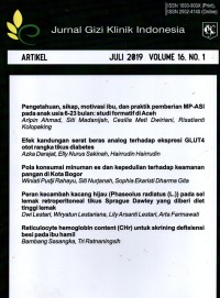 Image of Jurnal Gizi Klinik Indonesia Vol. 16 No.1 Juli 2019